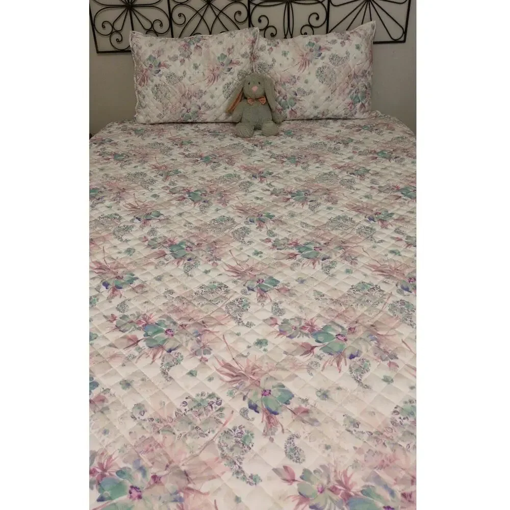 Soft Surroundings King Quilted Comforter Set w/ 2 Pillow Shams 3 Piece Bedding